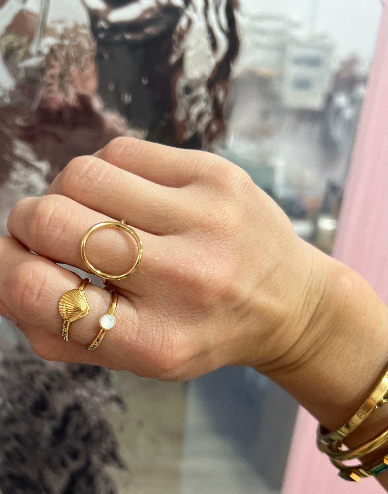 Anillo Perla Concha Acero