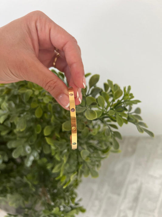 BRAZALETE PIEDRAS COLORES DE ACERO