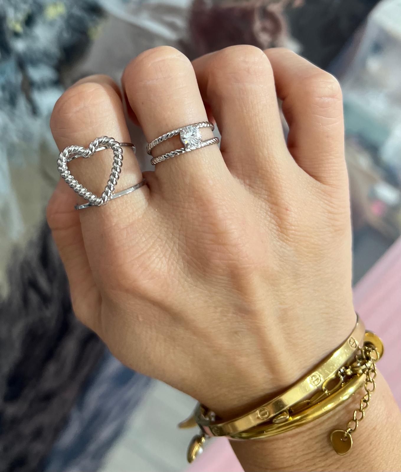 Anillo Diamante Acero